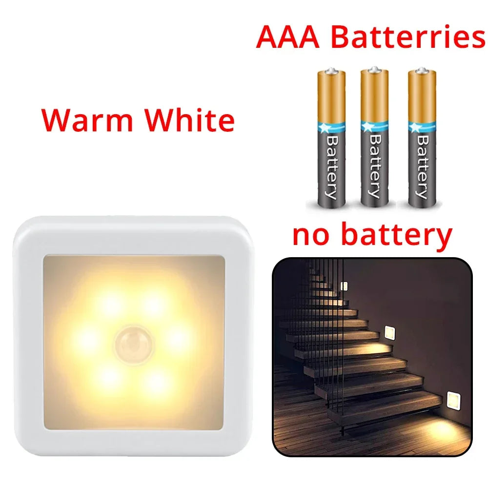 إضاءة ليلية LED بحساس حركة لاسلكية – بطاريات - أبيض دافئ